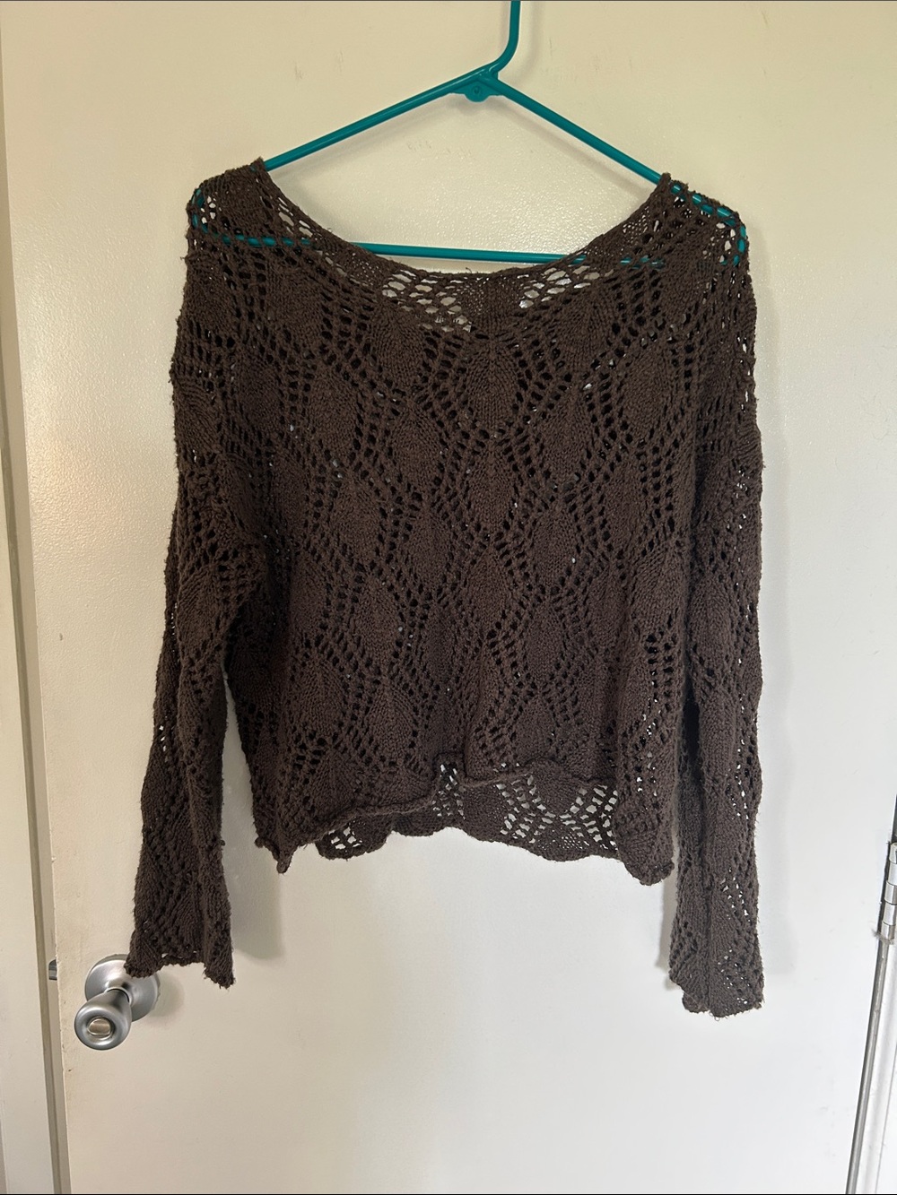 NATURAL LIFE Charcoal Open-Knit Scoop Neck Sweater